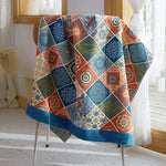 serviette bain coton absorbante rapide douce fleur bleu moderne grande enveloppante maison