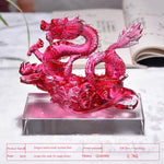 dragon sculpté transparent moderne orange vert bleu rouge décoration cadeau anniversaire lider