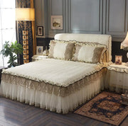 jupe lit dentelle brodée motif floral tulle transparent vintage romantique chambre