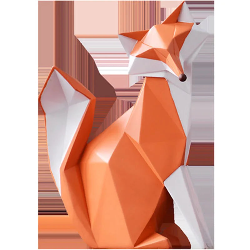 figurines renards géométriques modernes résine orange blanc décoratives chambre maison