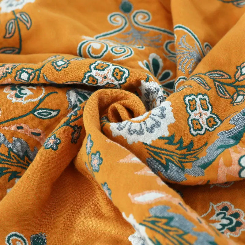couverture coton fleur boho chic printemps automne portable qualité adulte voyage maison orange vert