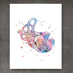 Cette illustration colorée et abstraite représente un objet doux et familier, une sucette. Les formes, les couleurs et les effets graphiques donnent une impression de dynamisme et de joie.