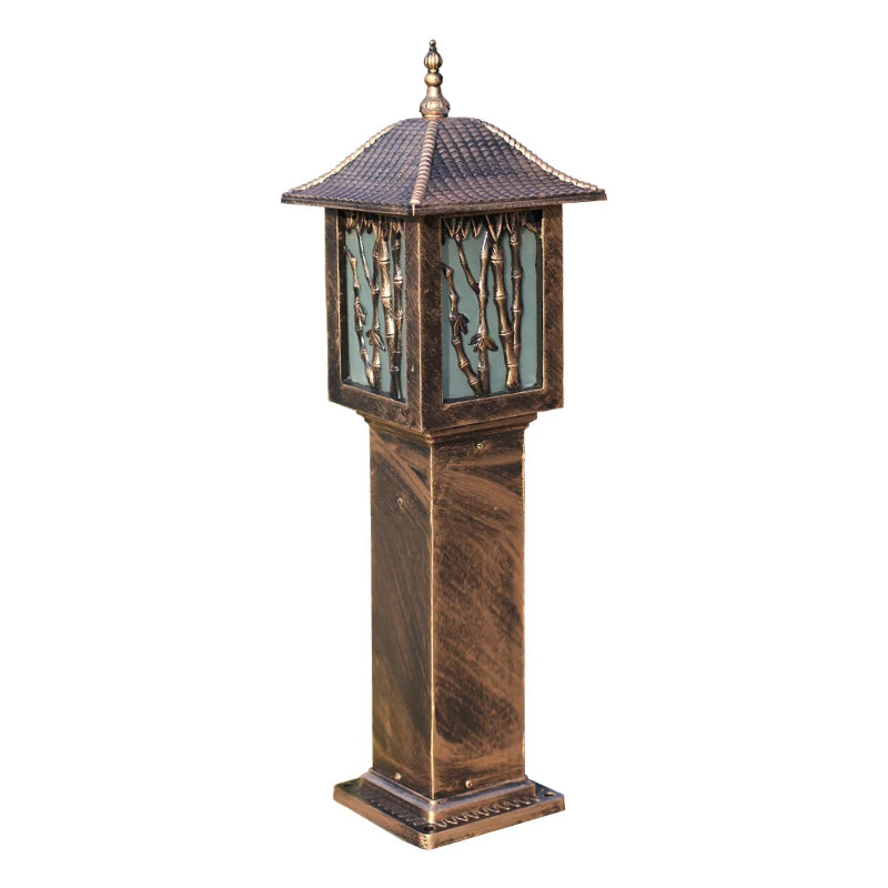 lanterne jardin noire bronze bambou doré ip65 étanche led 80cm classique orientalextérieur