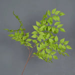 Bouquet artificiel feuilles simples moderne vase transparent hauteur 92cm rouge foncé vertclair blanc