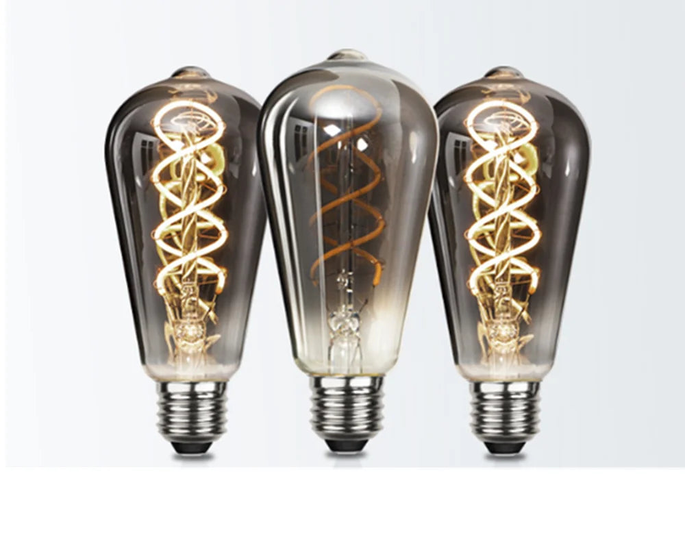 ampoule led filament spirale marron vintage 2700k e27 4w 220v dimmable salon deco