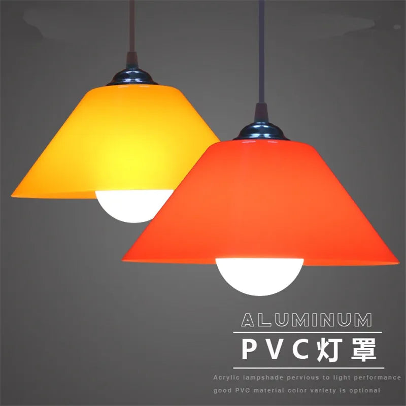 lampe suspendue moderne orange blanc rouge mat pvc plastique cuisine salle manger chambre coucher