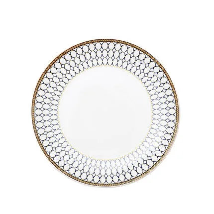 assiettes rondes élégantes céramique motif géométrique blanc or opaques service table