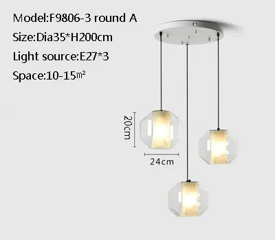 lampe suspendue moderne marbre blanche transparente salon chambre hallhôtel(touch screen)