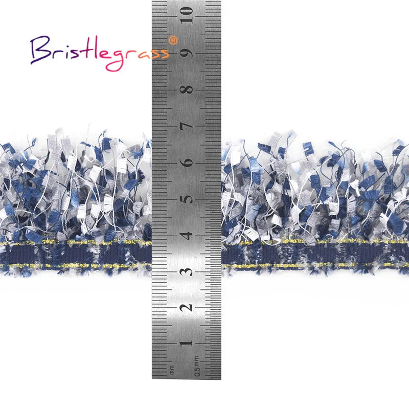 ruban frisé dentelle bleu marine blanc gris franges colorées texturé polyester écolo