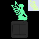 interrupteur mural lumineux fée étoiles papillons moderne adhésif chambre enfant deco vert