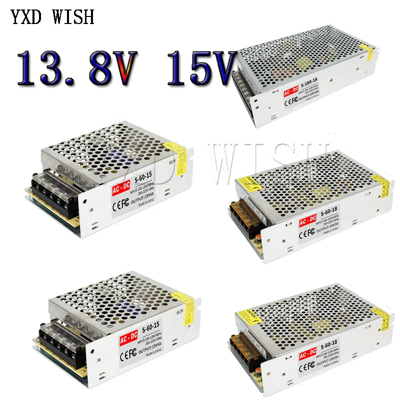 alimentation electrique 13v 15v 1a 2a 3a 5a 10a 20a 30a argenté perforée industrielle