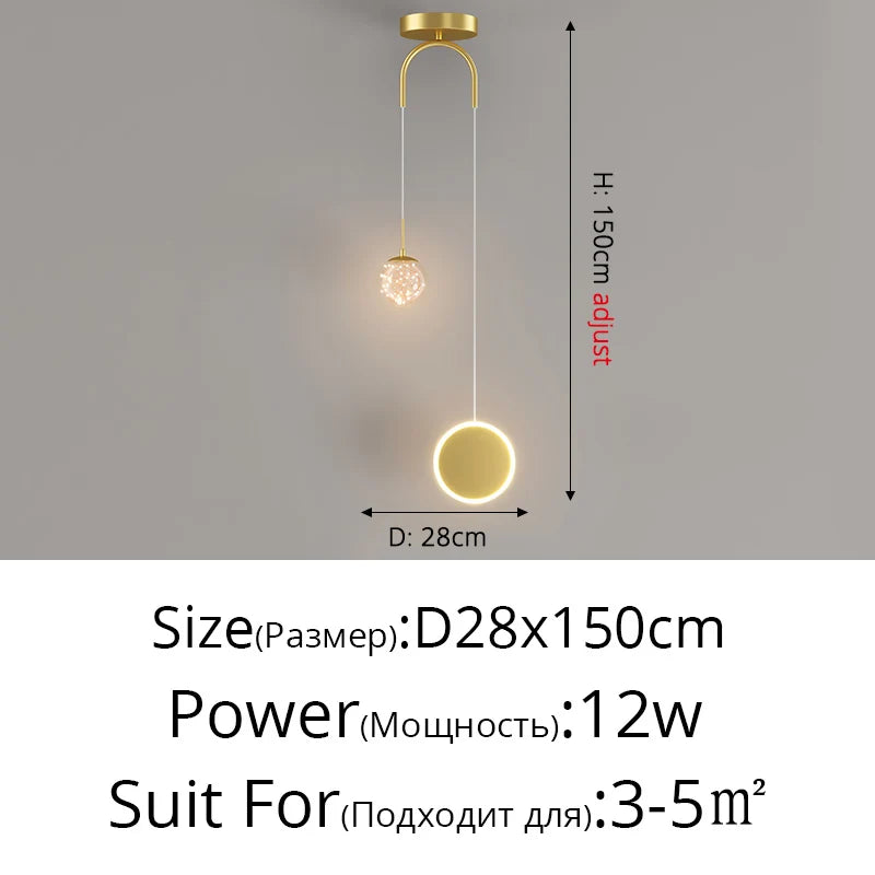 suspension lumineuse led moderne minimaliste noir blanc fixée câble haute qualité verre transparent chambre