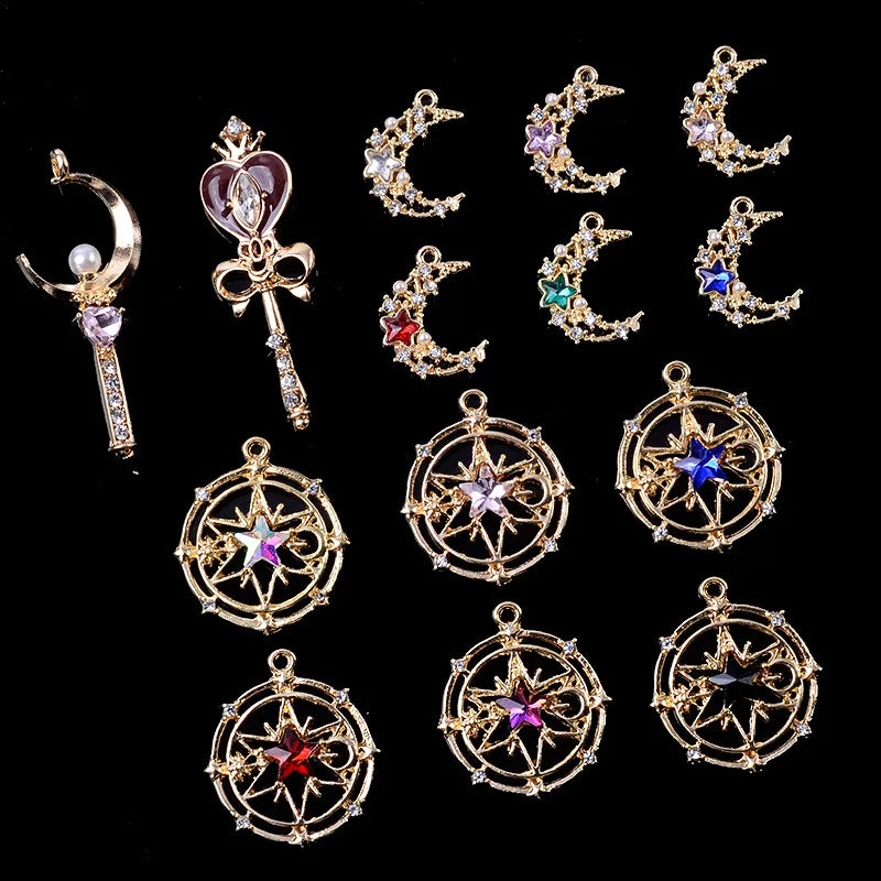 pendants bijoux strass lune étoiles or vintage fantaisie anneaux accessoires do it yourself