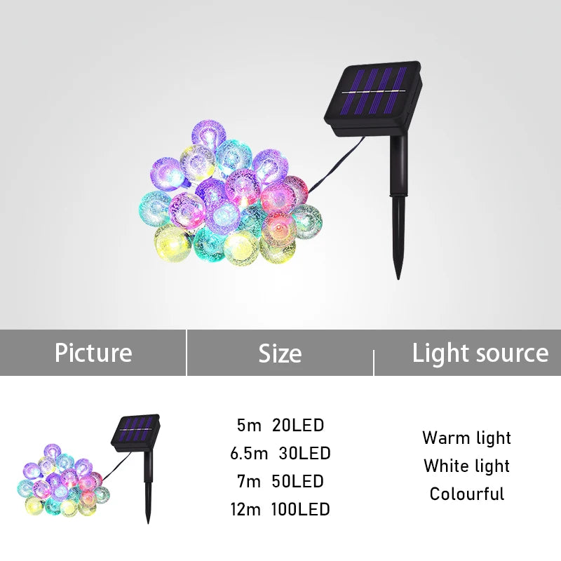 guirlande solaire boules cristal multicolore led extérieure festive patio jardin
