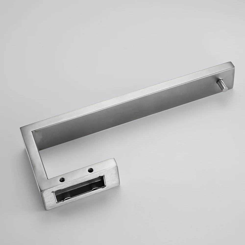 porte serviettes moderne acier inoxydable brossé argenté fixé vis ensemble quincaillerie salle bains métal