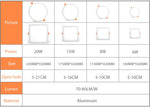 plafonnier led blanc moderne réglable 230mm 175mm 115mm 100mm opacité aluminium