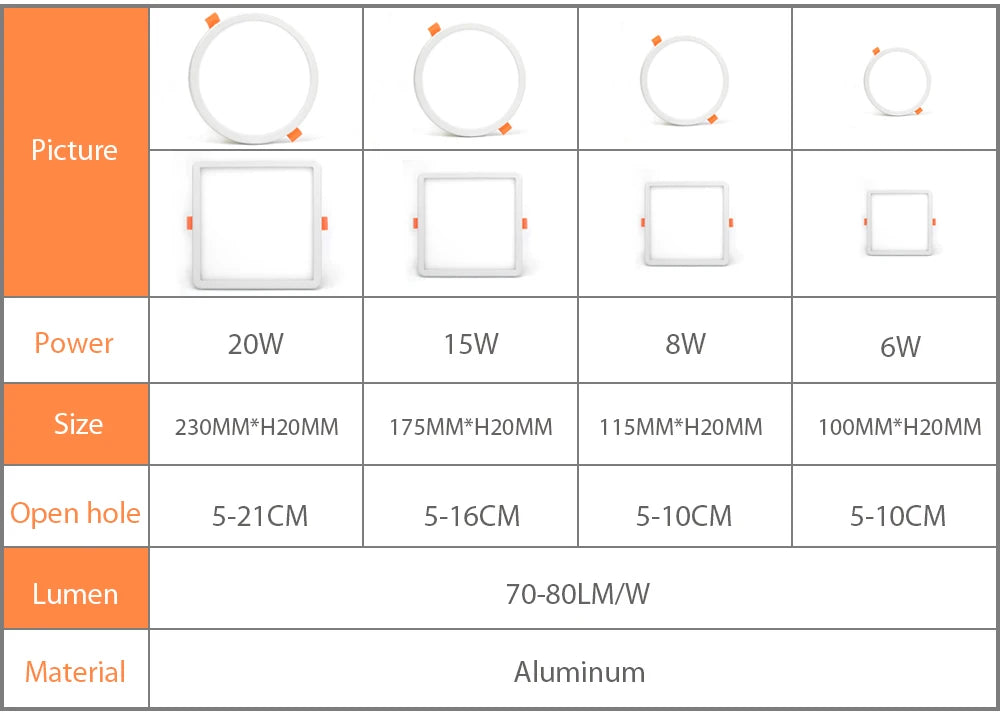 plafonnier led blanc moderne réglable 6w 8w 15w 20w aluminium opaqué