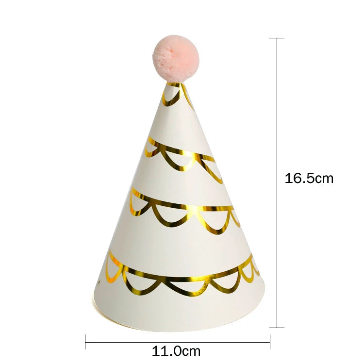 chapeaux fête anniversaire or bleu marine rayures pois dorés happy birthday moderne festif