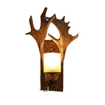 applique murale rustique blanc marron antilope branches naturelle ampoules led chambre salon