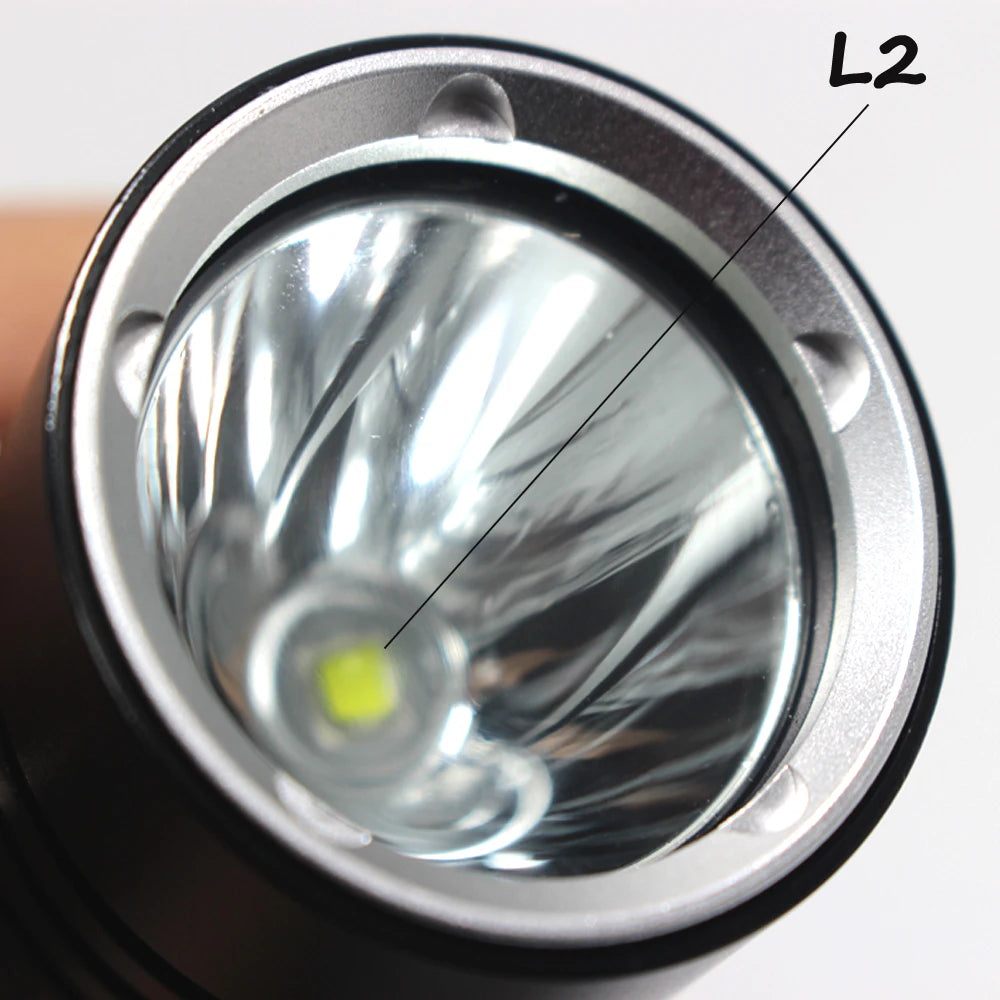 torche led rechargeable plongee camping 10w 6000lm 80m etanche noire