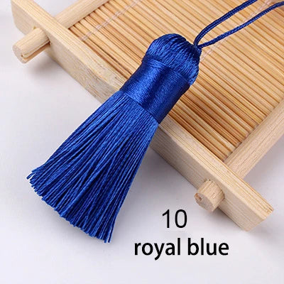pompons soie polyester 5cm longueur 18cm corde noir rose rouge vert jaune bleu modernes