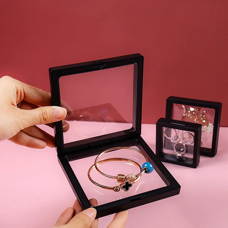 boîtes bijoux transparentes modernes rangement colliers bracelets boucles d'oreilles anti poussière noir blanc decoration