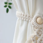rideaux boho chic macramé franges blanc accessoires fenêtre deco chambre salon echangement fixations