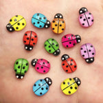 pierres colorées résine coccinelle dessin animé jaune bleu vert rouge points noirs bijoux scrapbooking