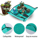 tapis jardinage vert texture tissée moderne imperméable paires gants pinces pots plantes