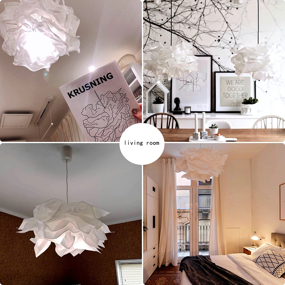 abat jour moderne papier froissé blanc beige bleu vert suspension salon chambre