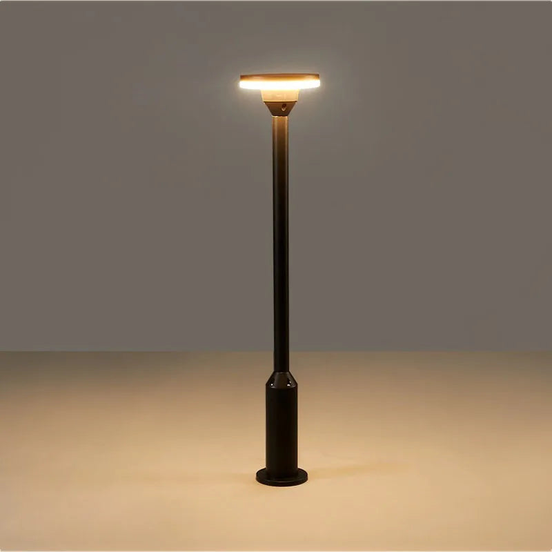 lampe sol moderne éclairage public led étanche ip65 noir base carrée câble électrique flux