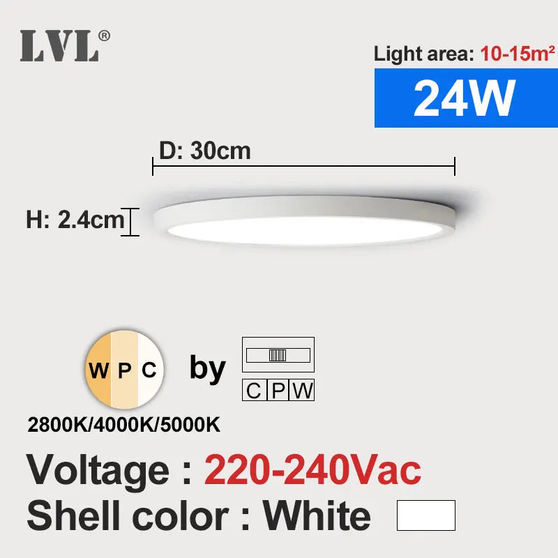 plafonnier led moderne bois grainé blanc éclairage quotidien surface vis fixations