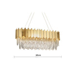 Suspension lumineuse moderne dorée pendants transparents barres rayonnantes salon élégant