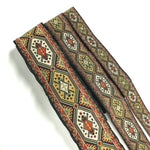 ruban gros grain motif géométrique ethnique noir beige rouge blanc 100% polyester 2cm 3.3cm