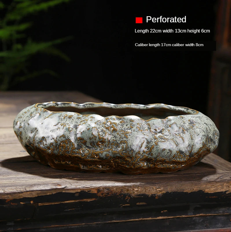 pot plante céramique glacé moderne minimaliste vert gris matériau poterie sans trou