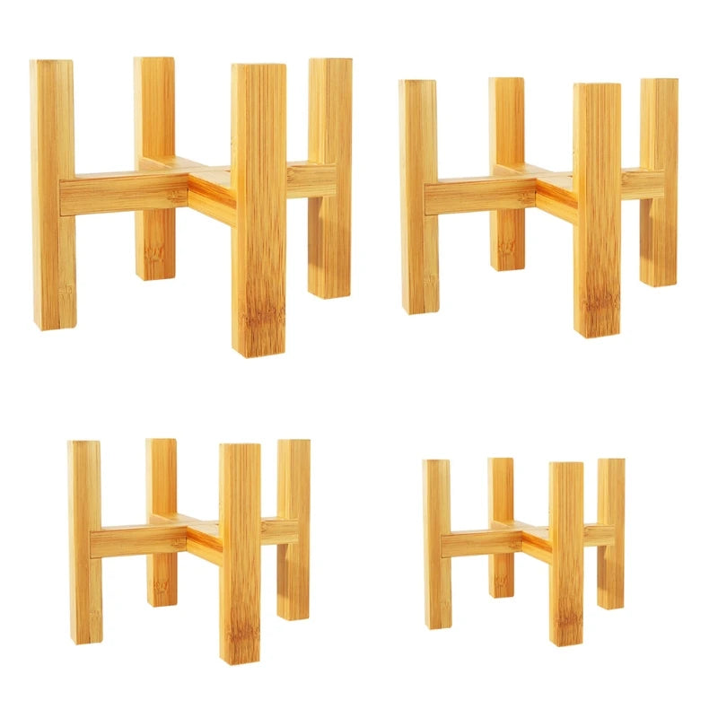 présentoir support moderne bois clair bambou minimaliste intérieur extérieur patio jardin fleur plante succulenteversible