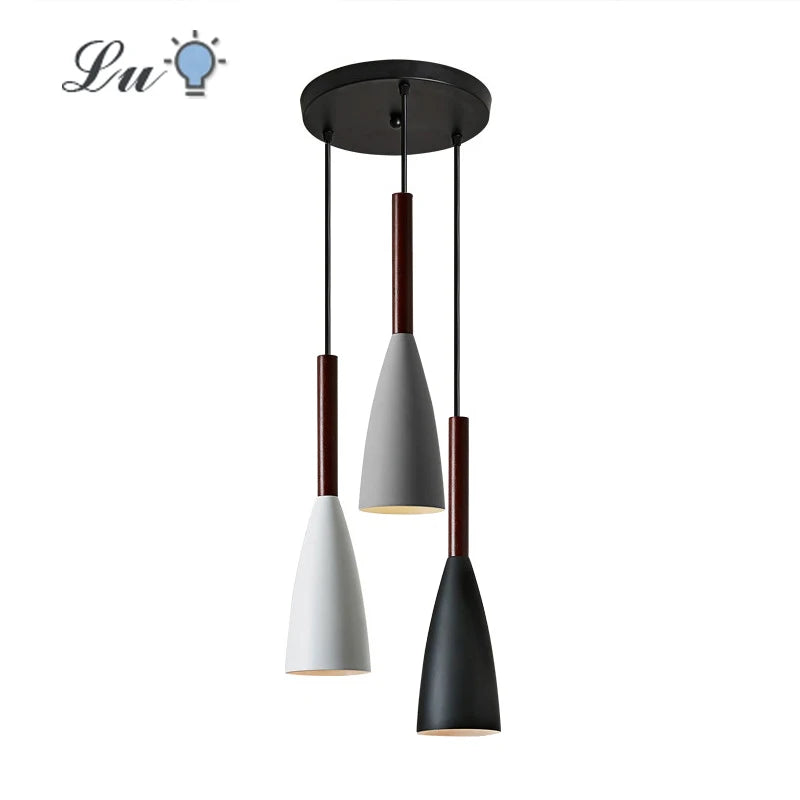 suspension lumineuse conique moderne gris blanc noir câble suspendu flux luminescent élevé minimaliste intérieur