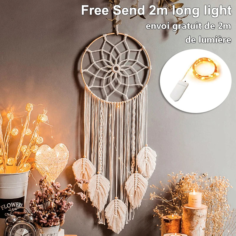 attrape rêves boho macramé franges chambre enfant décoration nordique moderne mascotte textile