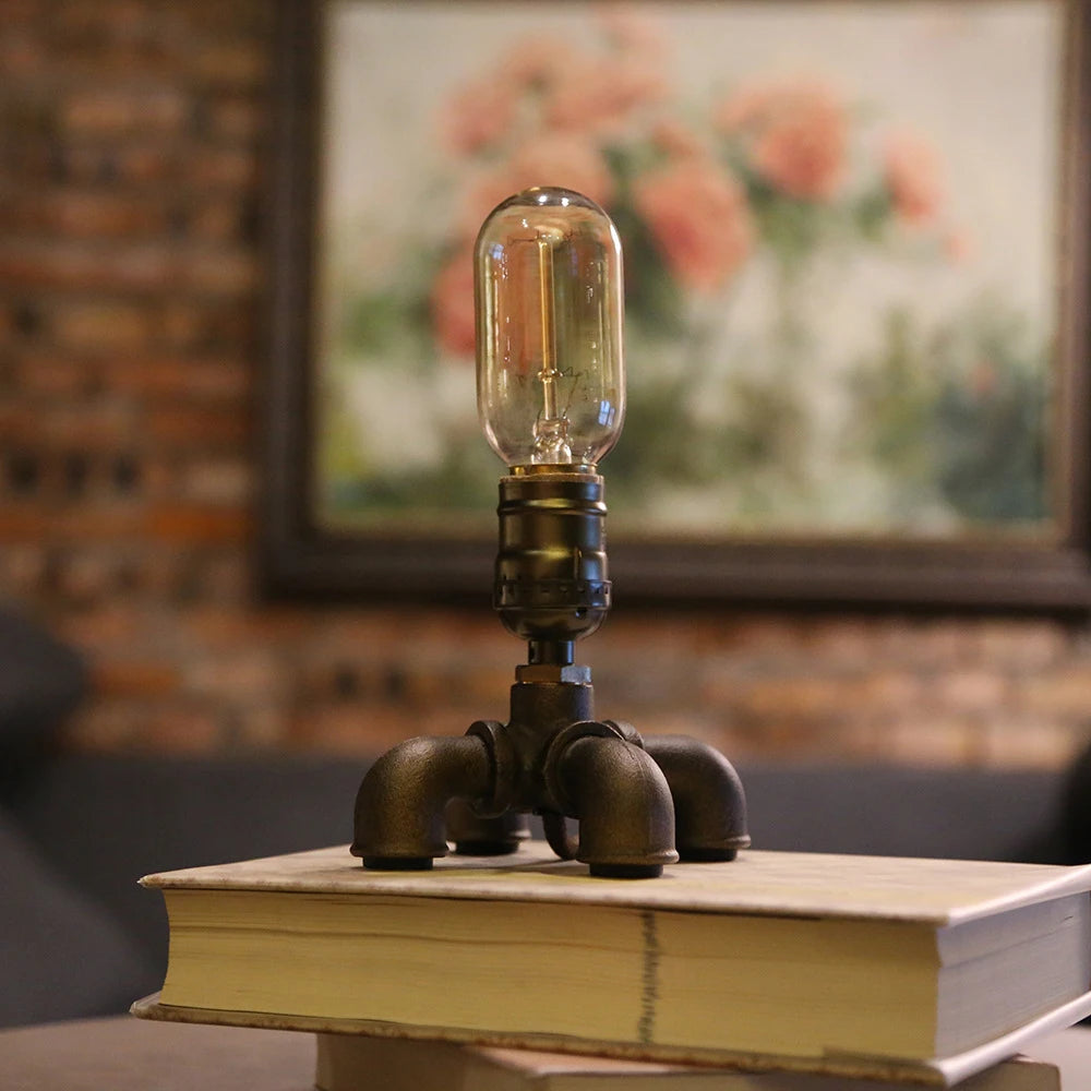 lampe table industrielle vintage bronze doré finition laiton douille E27