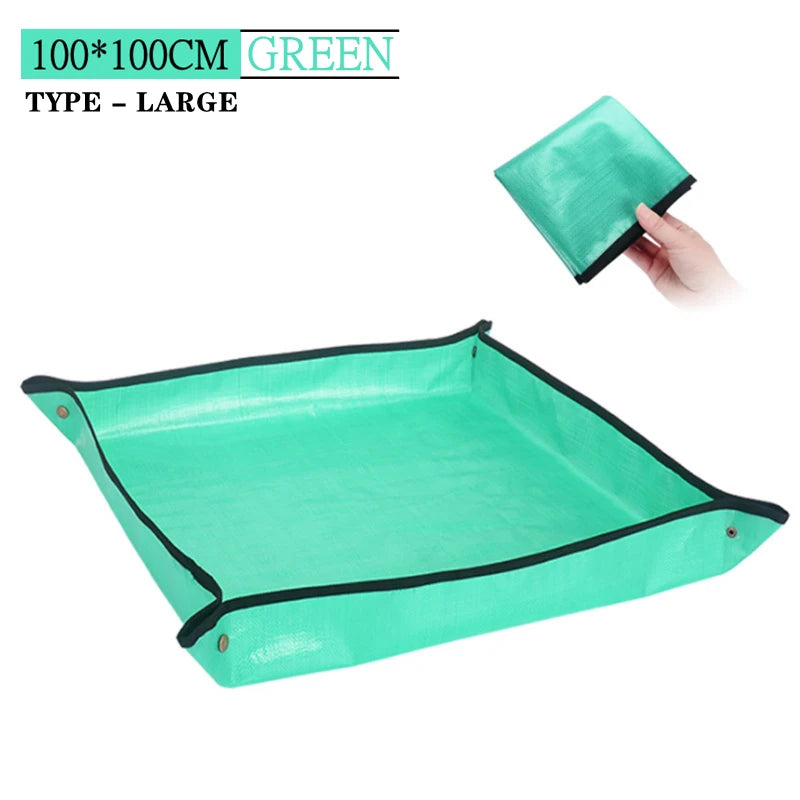 tapis jardinage vert texture tissée moderne imperméable paires gants pinces pots plantes