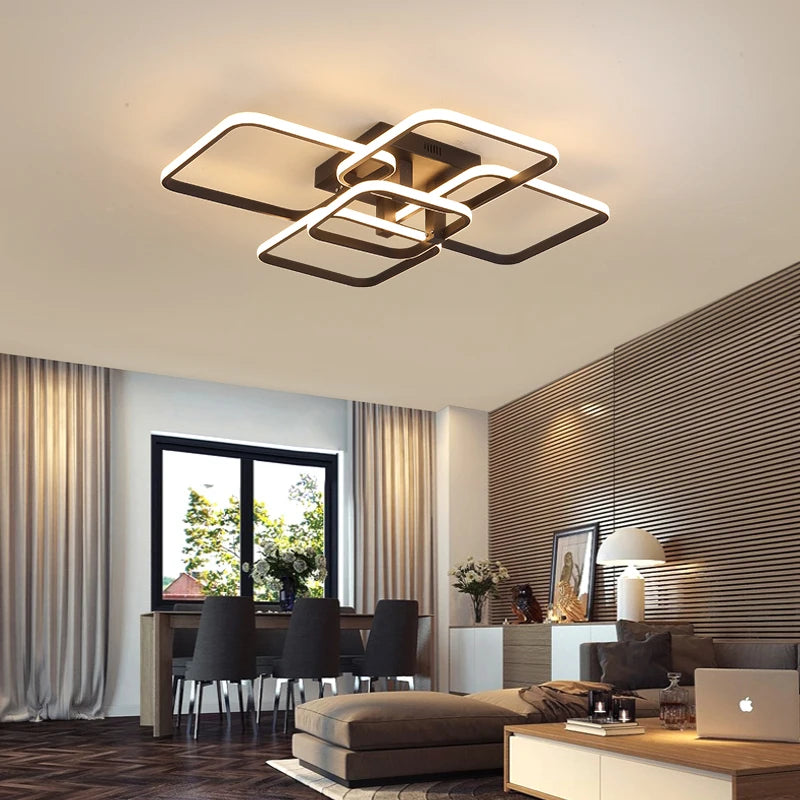 plafonnier moderne blanc noir télécommande lumière dimmable branches aluminium pvcpvc