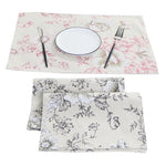 serviettes table rectangulaires coton polyester fleurées beige noir rose clair farmhouse vintage respectueux environnement