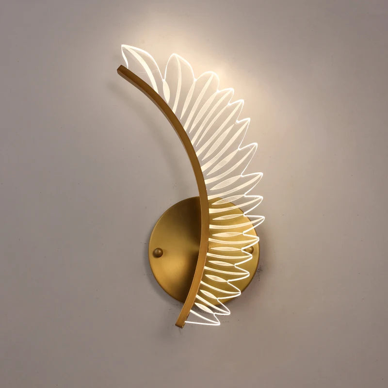 applique murale contemporaine or feuilles stylisées éclairage maison nordique lumière chevet