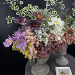 bouquet artificiel violet blanc rose vert simple minimal deco maison wedding arrangement