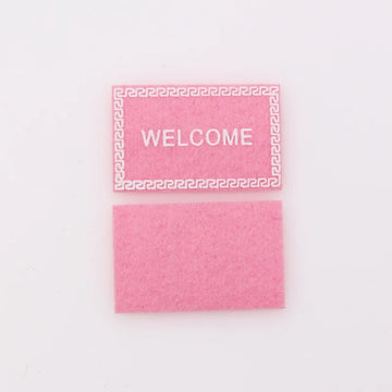 tapis d'entrée marron gris rose motif géométrique adhésif classique