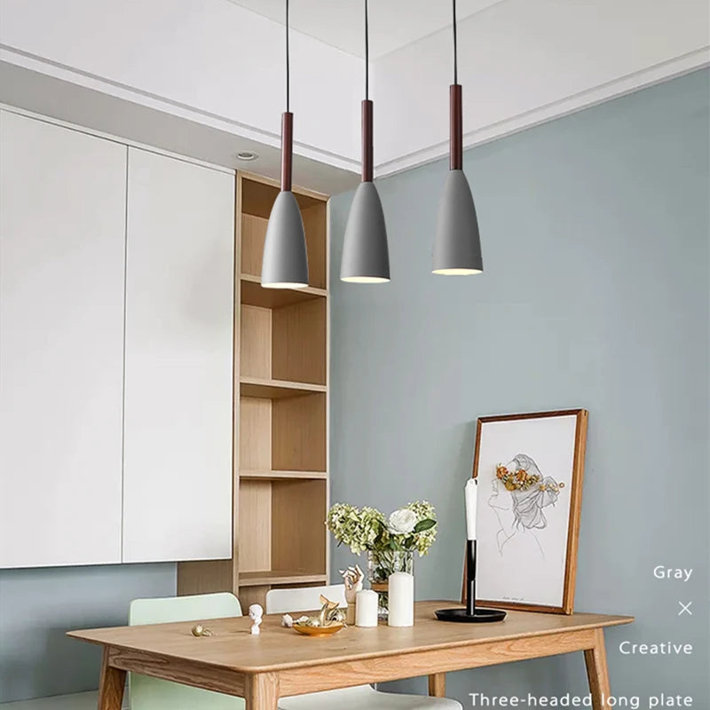 suspension lumineuse conique moderne gris blanc noir câble suspendu flux luminescent élevé minimaliste intérieur
