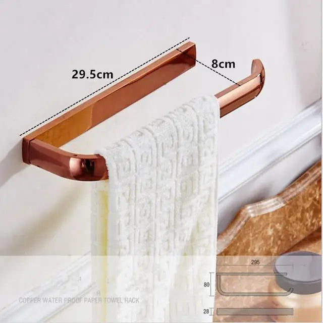 ensemble d'accessoires salle bains moderne or rose porte serviettes barres horizontales porte savon barre