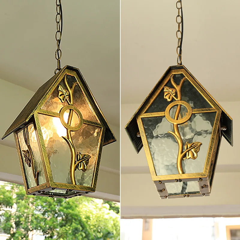 lampe suspendue art nouveau feuilles dorées verre translucide salon chambre étudié assemble facile