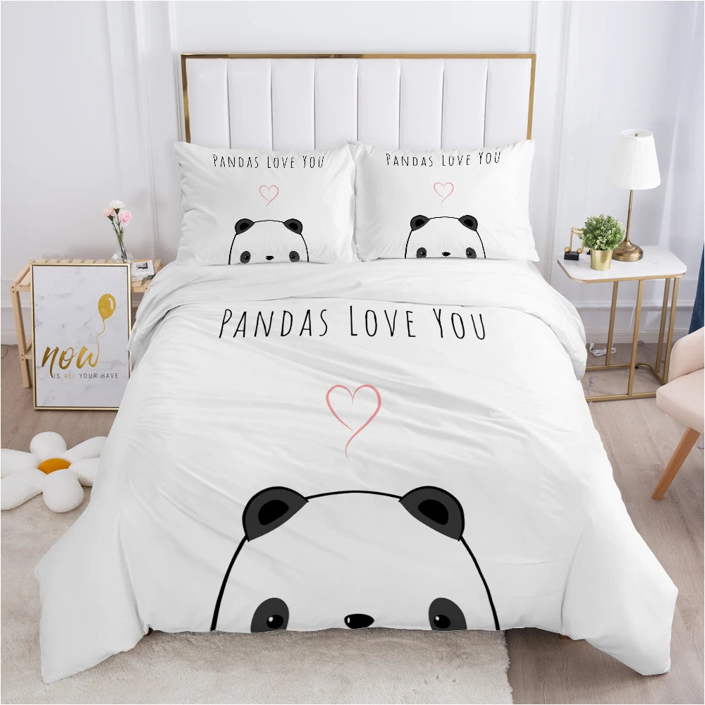 Housse de couette 140x200 garçon motif panda mignon sur lit