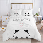 housse couette enfant panda nuages voitures animaux motifs microfibre blanc confortable lit